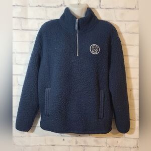 Ivory Ella Navy Blue Quarter Zip Pull Over Sherpa Fleece Womens Size Small New